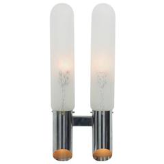 Carlo Nason Single Wall Sconce, Chrome and Glass by Mazzega, Italy, 1960s 9