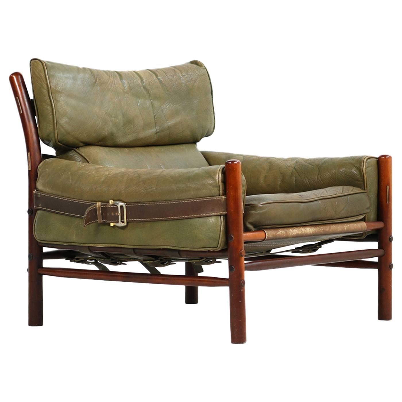 Fantastic 1960s Arne Norell Leather Lounge Chair Mod. Kontiki Beechwood