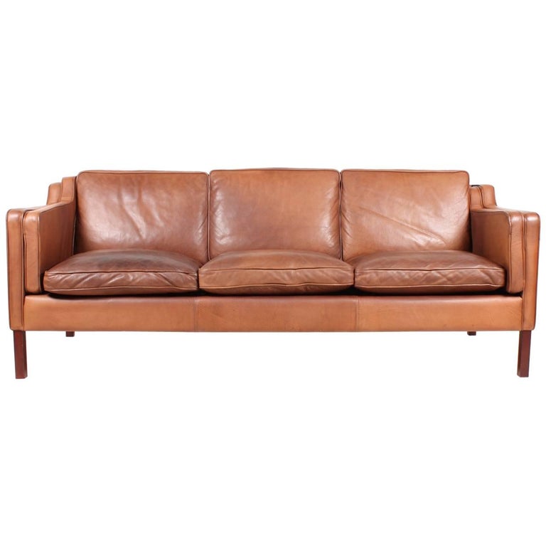 Danish Three-Seat Leather Sofa by Stouby, 1980s For Sale at 1stDibs