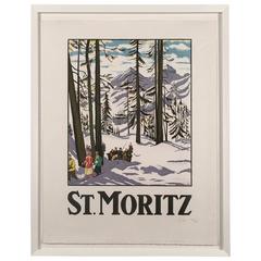 Vintage St. Moritz Framed Travel Poster by Emile Cardinaux