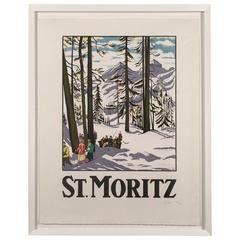Affiche de voyage encadrée de St. Moritz par Emile Cardinaux