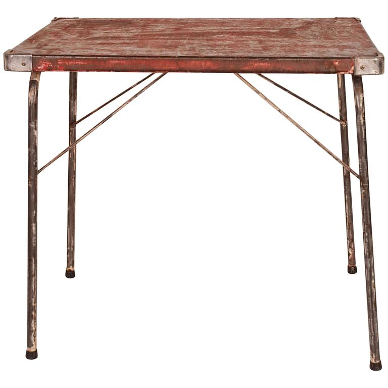 Vintage Folding Red Campaign Table France Circa 1950 For Sale At
