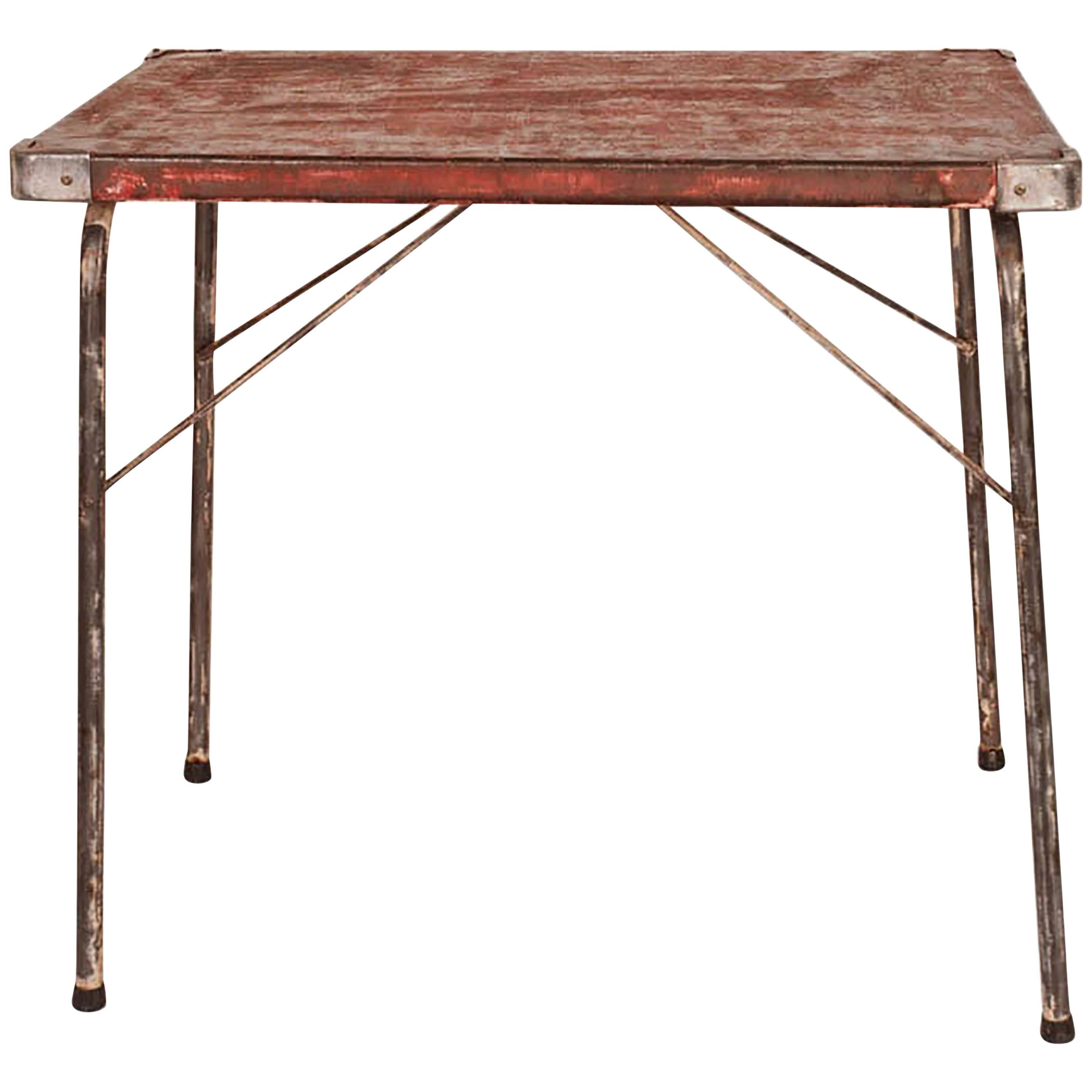 Vintage Folding Red Campaign Table, France, circa 1950 For Sale at 1stDibs