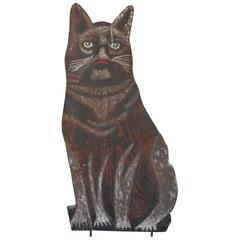 Double-Sided Painted Wood Folk Art Cat