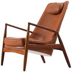 Ib Kofod-Larsen 'Seal' High Back Lounge Chair in Cognac Leather