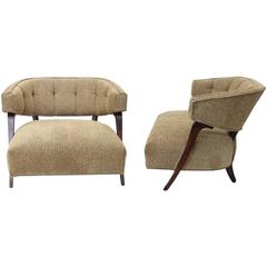 Pair of Large-Scale Button Tufted Billy Haines Style Lounge Chairs 6
