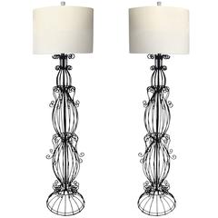 Magnificent Tommi Parzinger style Large-Scale Flowing Wire Work Floor Lamps 11