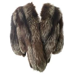 Retro 1940s, Paris France Silver Tip Fox Fur Cape Jacket/Coat One Size