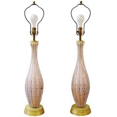 Pair of Italian Barovier e Toso Murano Table Lamps 4