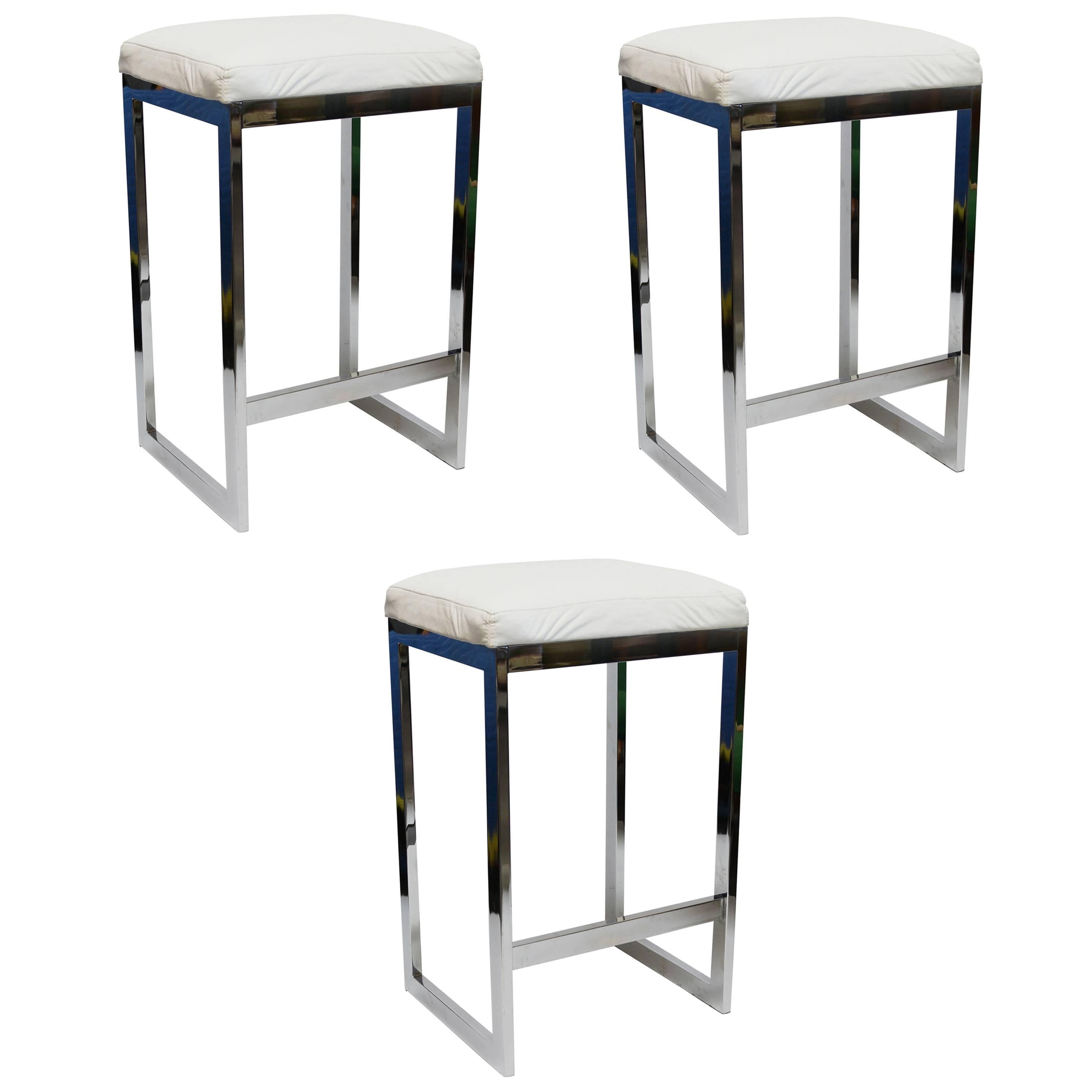 Chrome and Leather Bar Stools