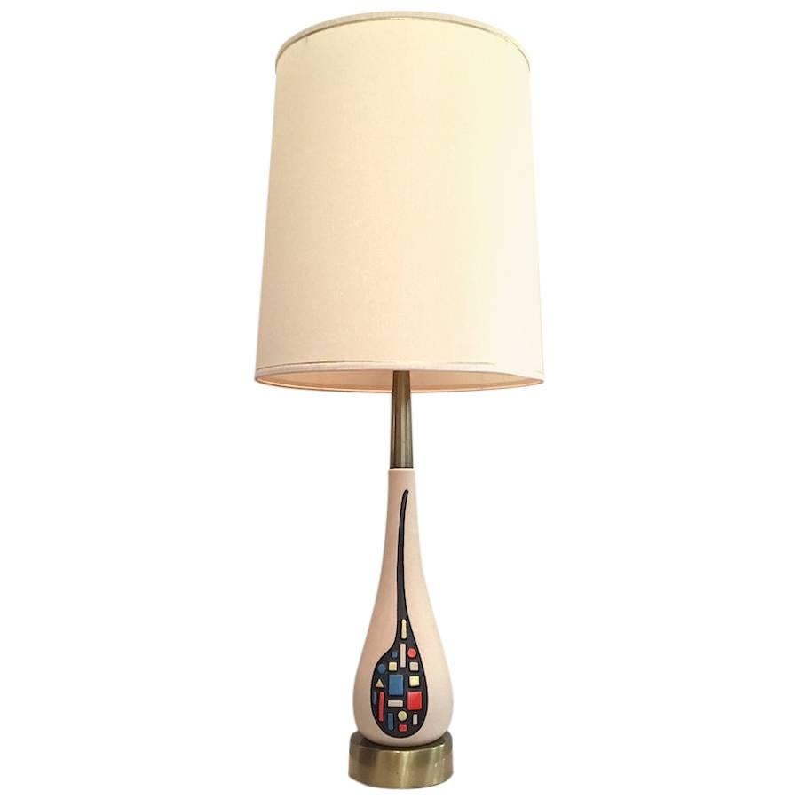 Mid-Century Modern Geometric Ceramic Lamp For Sale