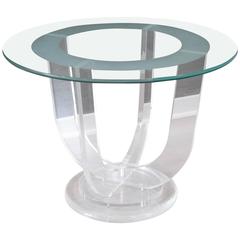 Mid-Century Modern French Lucite and Glass Coffee Occasional Table