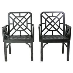 Chinese Chippendale Style Armchairs, Pair 7