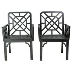 Chinese Chippendale Style Armchairs, Pair