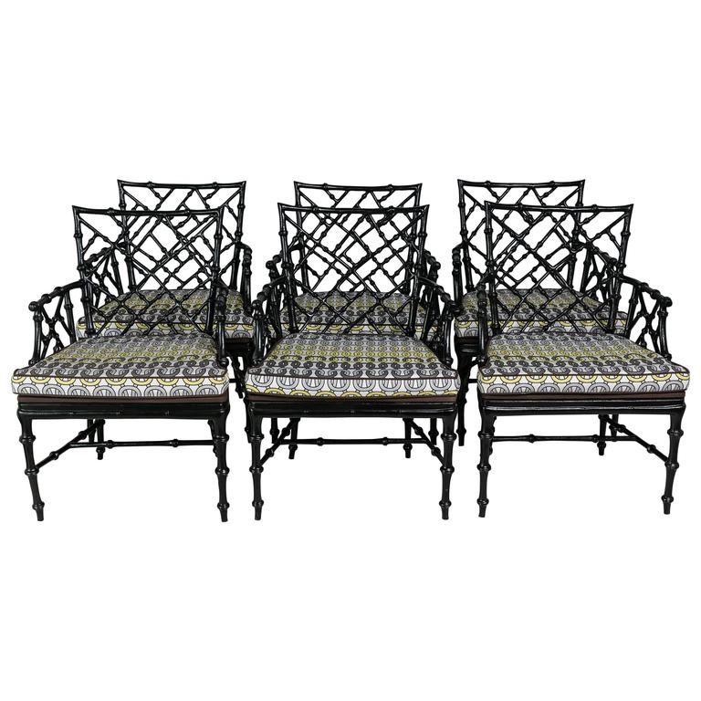 Faux Bamboo Metal Patio Chairs Set Of Six At 1stdibs Faux Bamboo Metal Patio Chairs Set Of Six 1