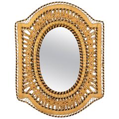Unusual Woven Wicker Rectangular Mirror in the "Emmanuelle" Chair Manner 6