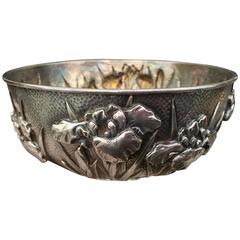 Fine Antique Sterling Silver Blooming Iris Treasures Bowl Prestigious FREE SHIP