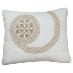 African Embroidery Pillow  Ivory White,  Oatmeal Beige