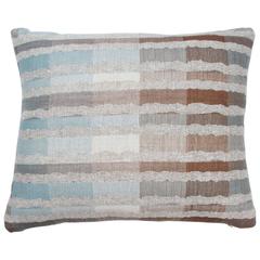 Indian Hand oven Pillow.  Light Blue.  Brown.  Gray.  Ivory.  Wool and Silk. 