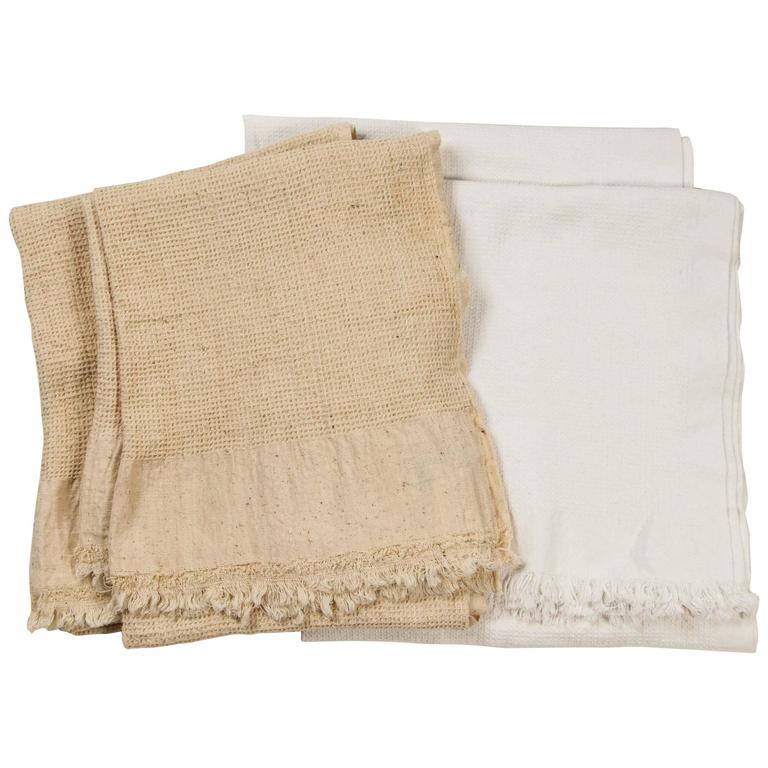 Khadi Textile Waffle Weave Towels Unbleached and White. For Sale at 1stdibs
