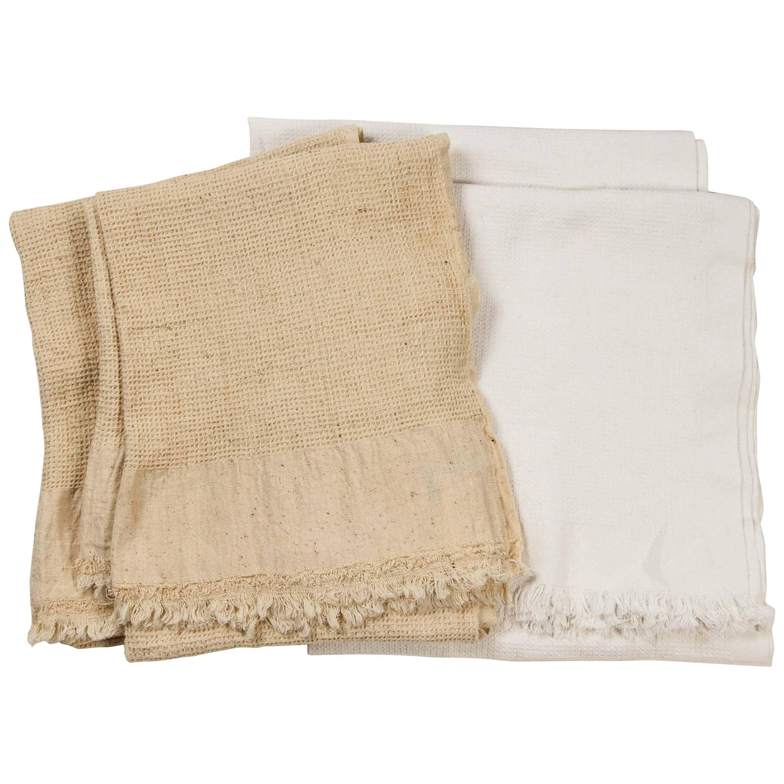 Khadi Textile Waffle Weave Towels   Unbleached and White. For Sale