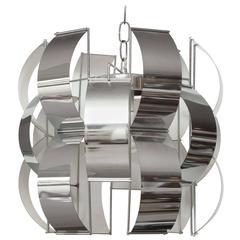 Vintage Chrome Lightolier Pendant Lamp in the style of Max Sauze