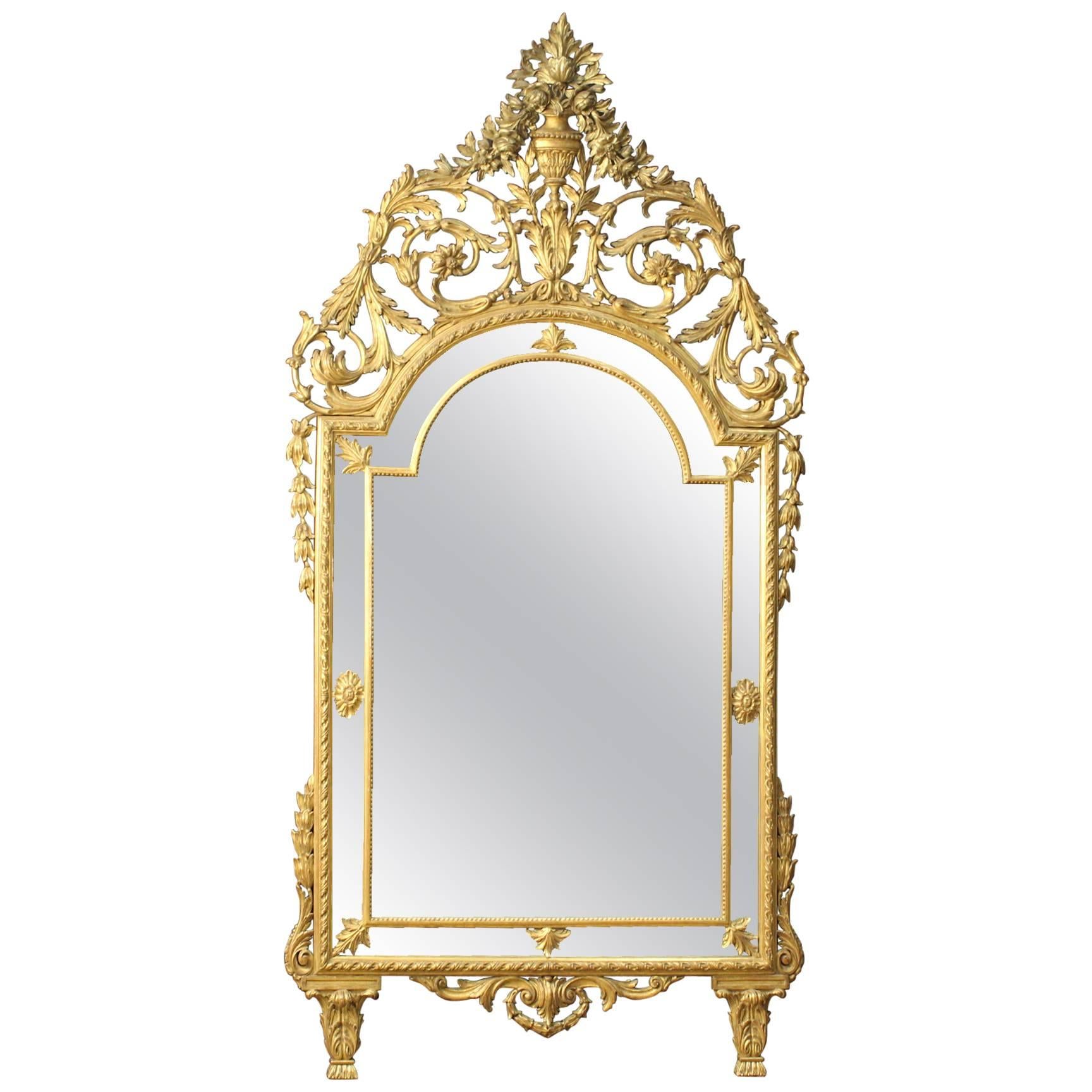 20th Century Italian Golden Mirror in Louis XVI Style