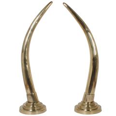 Vintage Large Pair of Brass Tusks