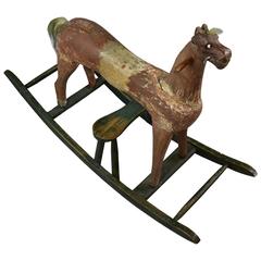 Primitive Wooden Rocking Horse from Old Bohemia