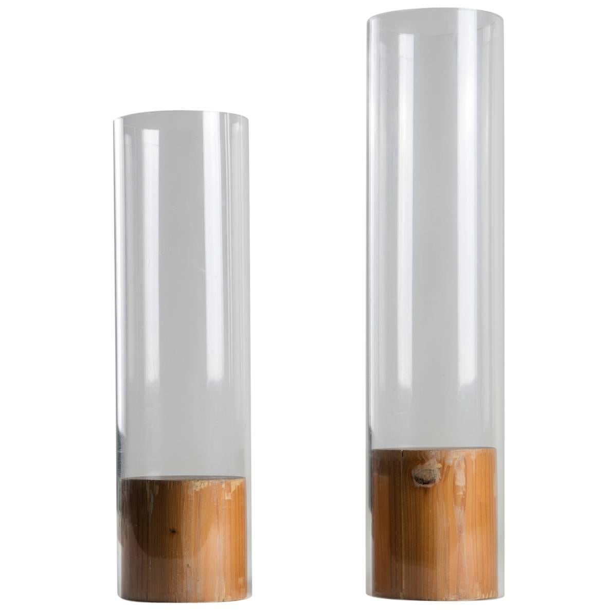 Set of Two One-Off Wood and Plexiglass Vases by Carla Venosta, Italy, 1970s