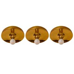 Set of Three German Honsel 1960s Space Age Flush Ceiling Lights 8