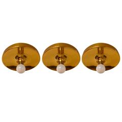 Set of Three German Honsel 1960s Space Age Flush Ceiling Lights