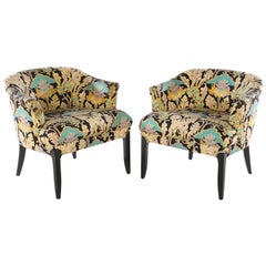 Pair of Chic Occasional Chairs with Ebonized Legs
