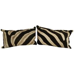 Zebra Hide Pillows, Pair
