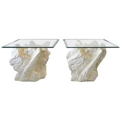 Brutalist Faux Rock End Tables by Sirmos