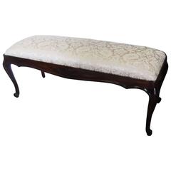 Carved Walnut French Provincial Bench