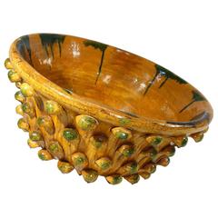Antique Italian Tuscan Majolica Very Large Glazed Ceramic Bowl Circa 1890