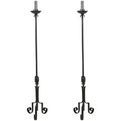 Antique Pair of Iron Floor Lamps