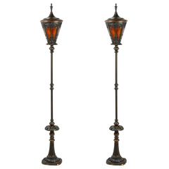 Pair of American Cast Iron and Brass Floor Lamps 4