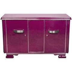 Posh Streamlined Art Deco Sideboard in Plum 12