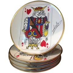 Set of Puiforcat French Limoge "Royal Flush" Plates by Salvador Dali