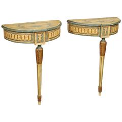 20th Century Pair of Italian Lacquered and Gilded Console Tables