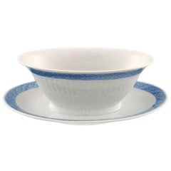 Blue Fan Royal Copenhagen Porcelain Dinnerware, Oval Sauce Boat on Base