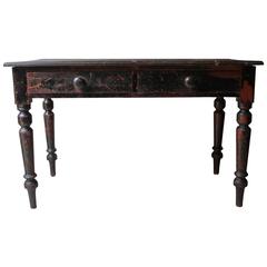 Decorative Black-Painted Pine Serving/Side Table, circa 1840-1860