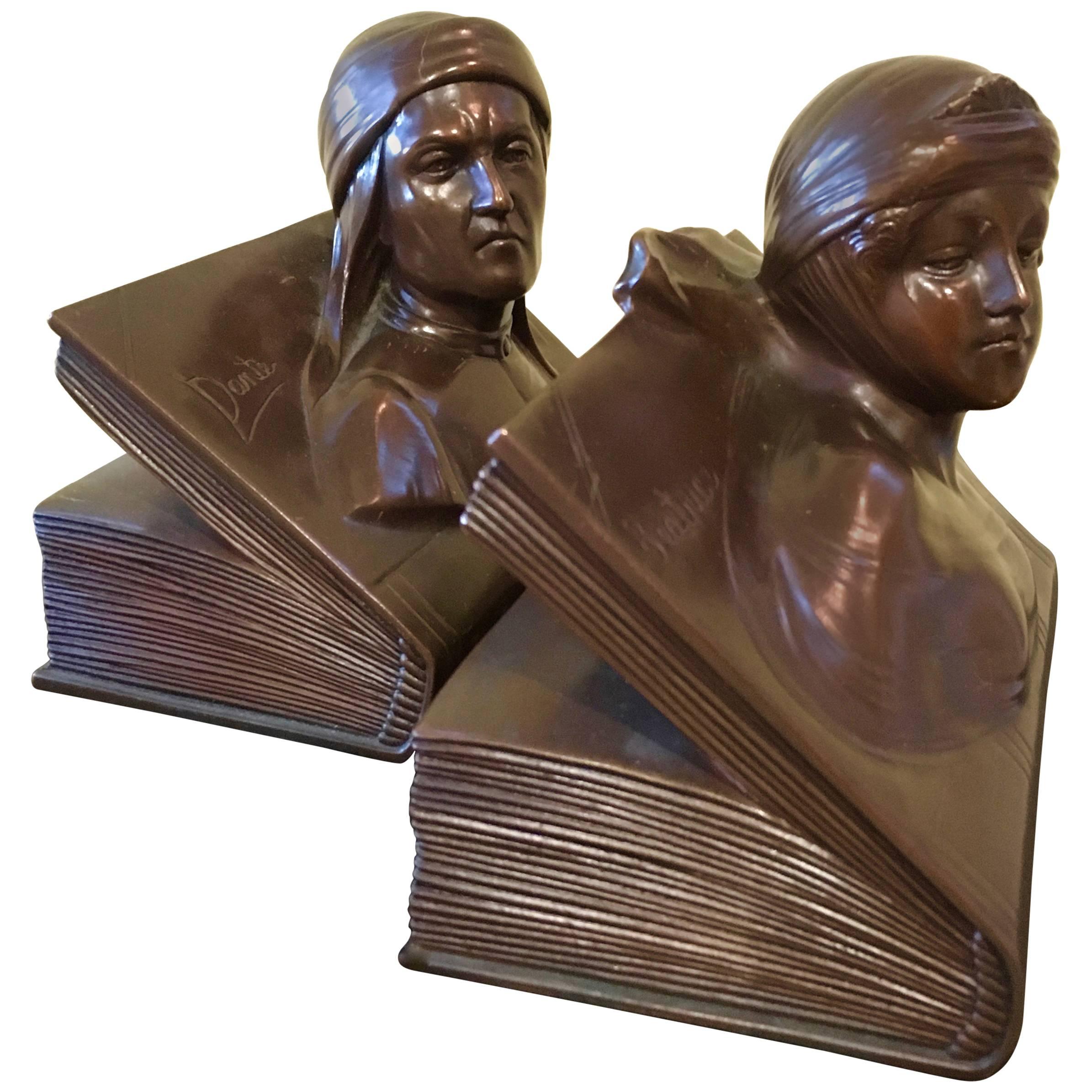 Pair of Bookends with Beatrice and Dante
