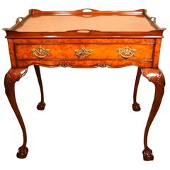 Queen Anne Style Burr Walnut Side Table and Tray