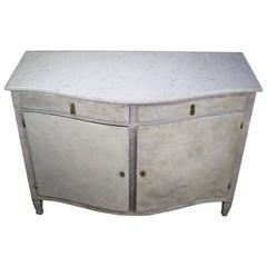 Early 20th Century Grey Painted Swedish Marble-Topped Serpentine Buffet