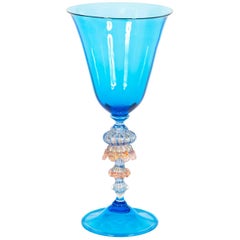 Retro Italian Venetian Handblown Goblet in Murano Glass