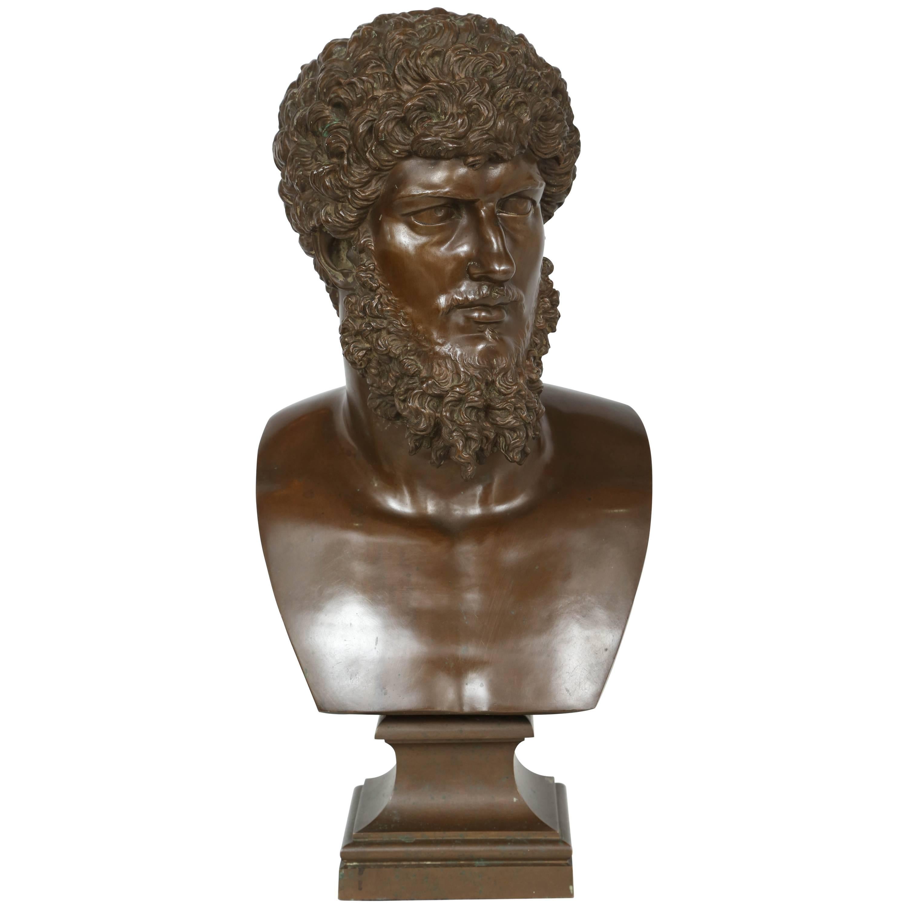 19th Century, Italian Bronze Bust of Lucius Verus by F. Barbadienne Foundry