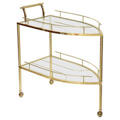 Hollywood Regency Style, Boat-Shaped, Polished Brass Bar Cart, Italy, 1960s 11